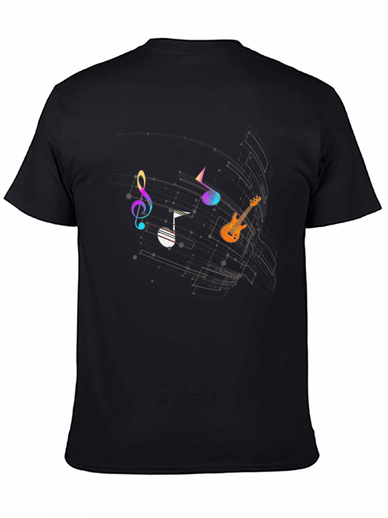 Black Music Notes Graphic T-Shirt - Stylish & Unique Design view 4