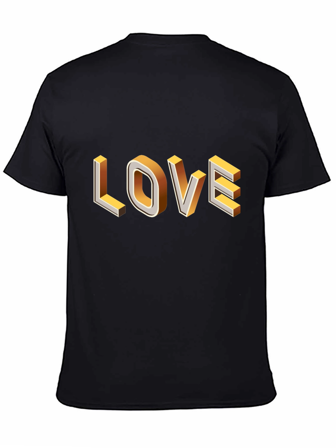 Black Trendy Black T-Shirt with 3D Love Graphic view 4