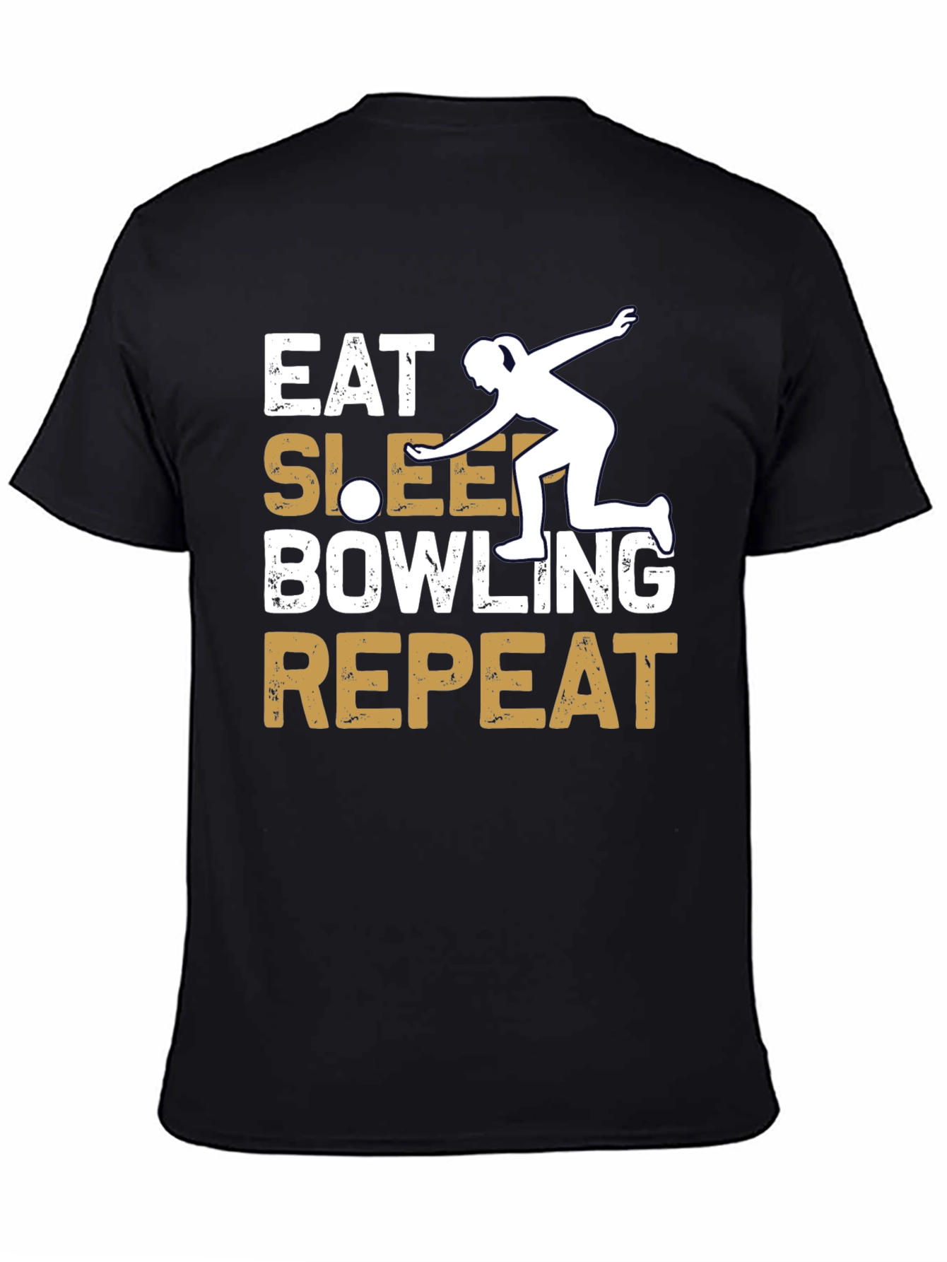 Black Eat Sleep Bowling Repeat Graphic Tee view 4