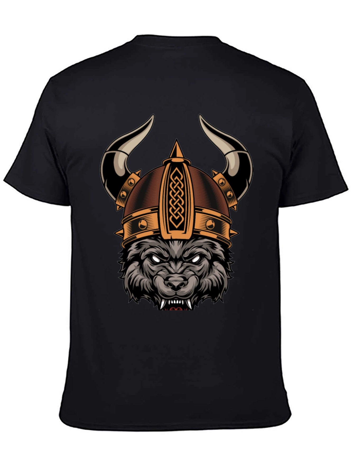 Black Viking Wolf Graphic Tee - Black view 4