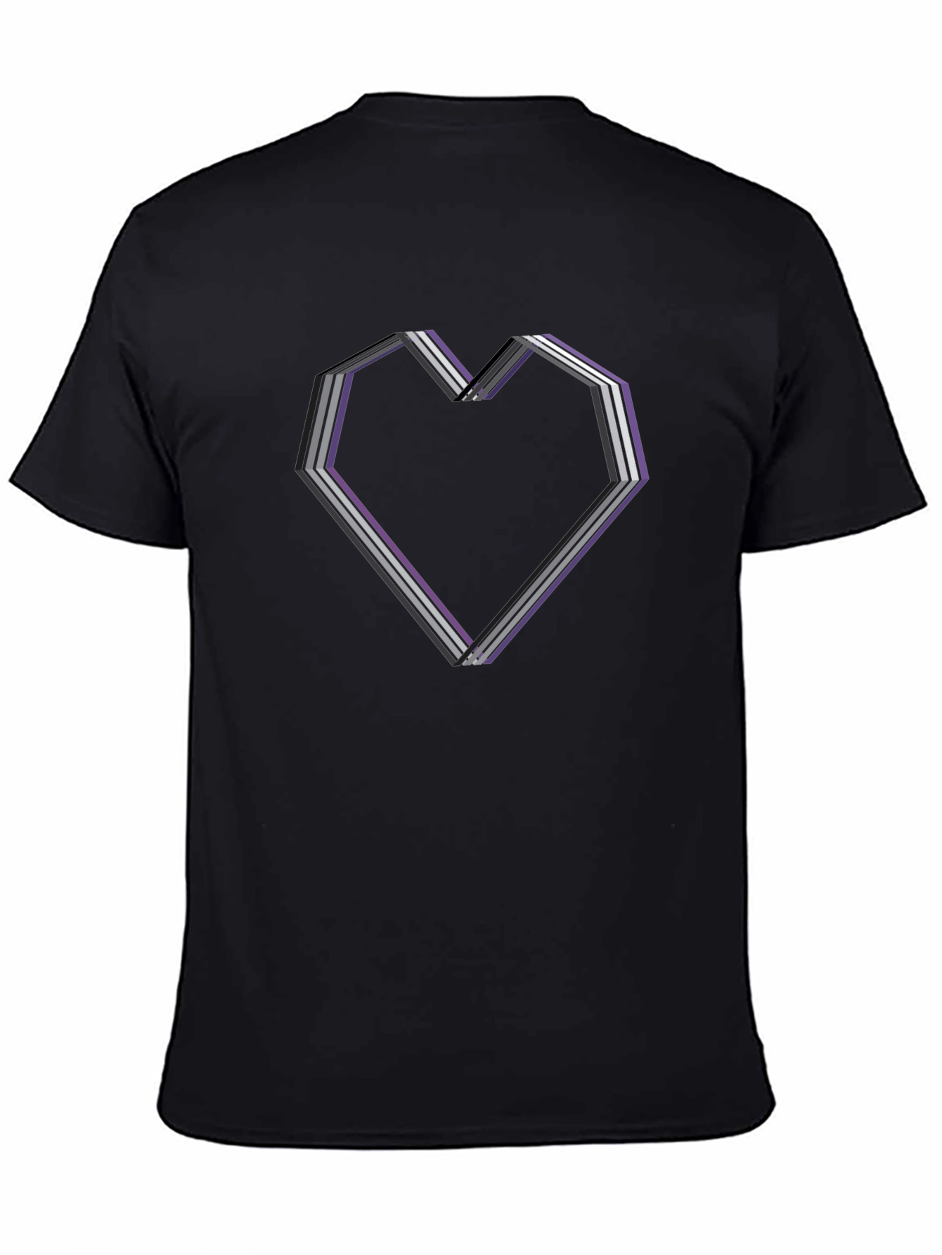 Black Asexual Pride Heart Graphic Tee - Black view 4
