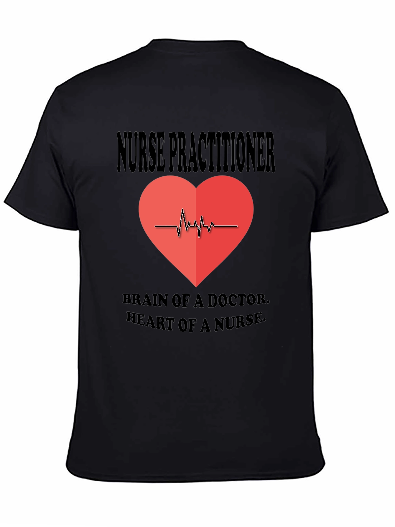 Black Nurse Practitioner Heartbeat T-Shirt view 4