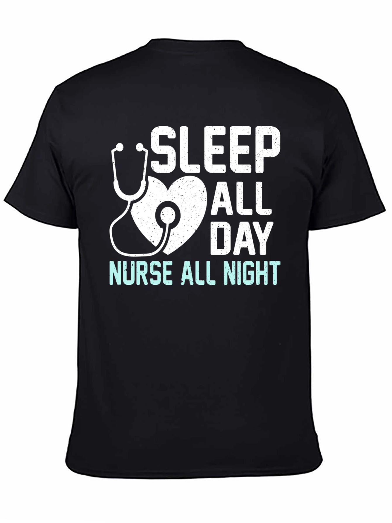 Black Nurse T-Shirt - Sleep All Day, Nurse All Night view 4