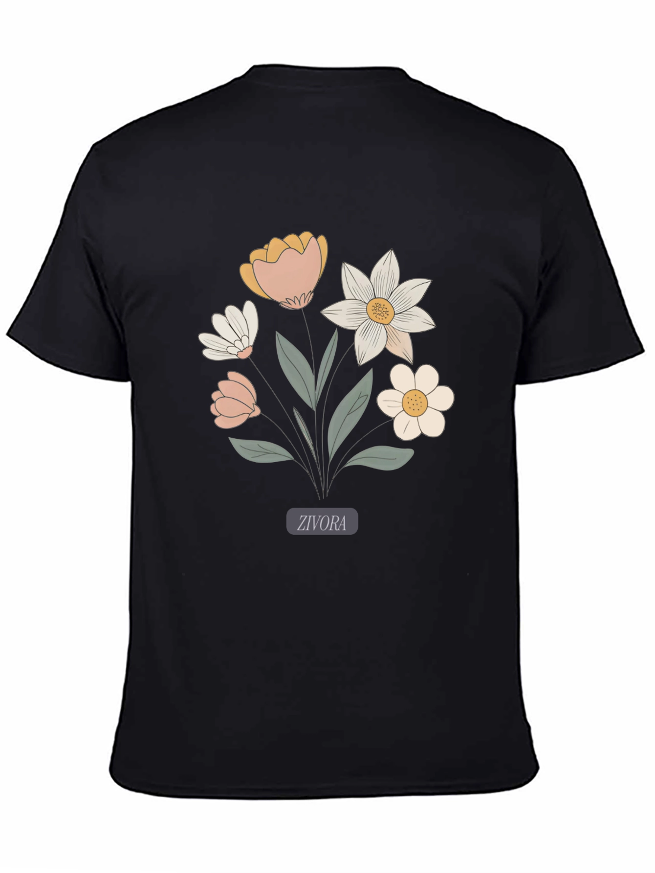 Black Floral Graphic Print Tee - Soft Cotton Comfort view 4