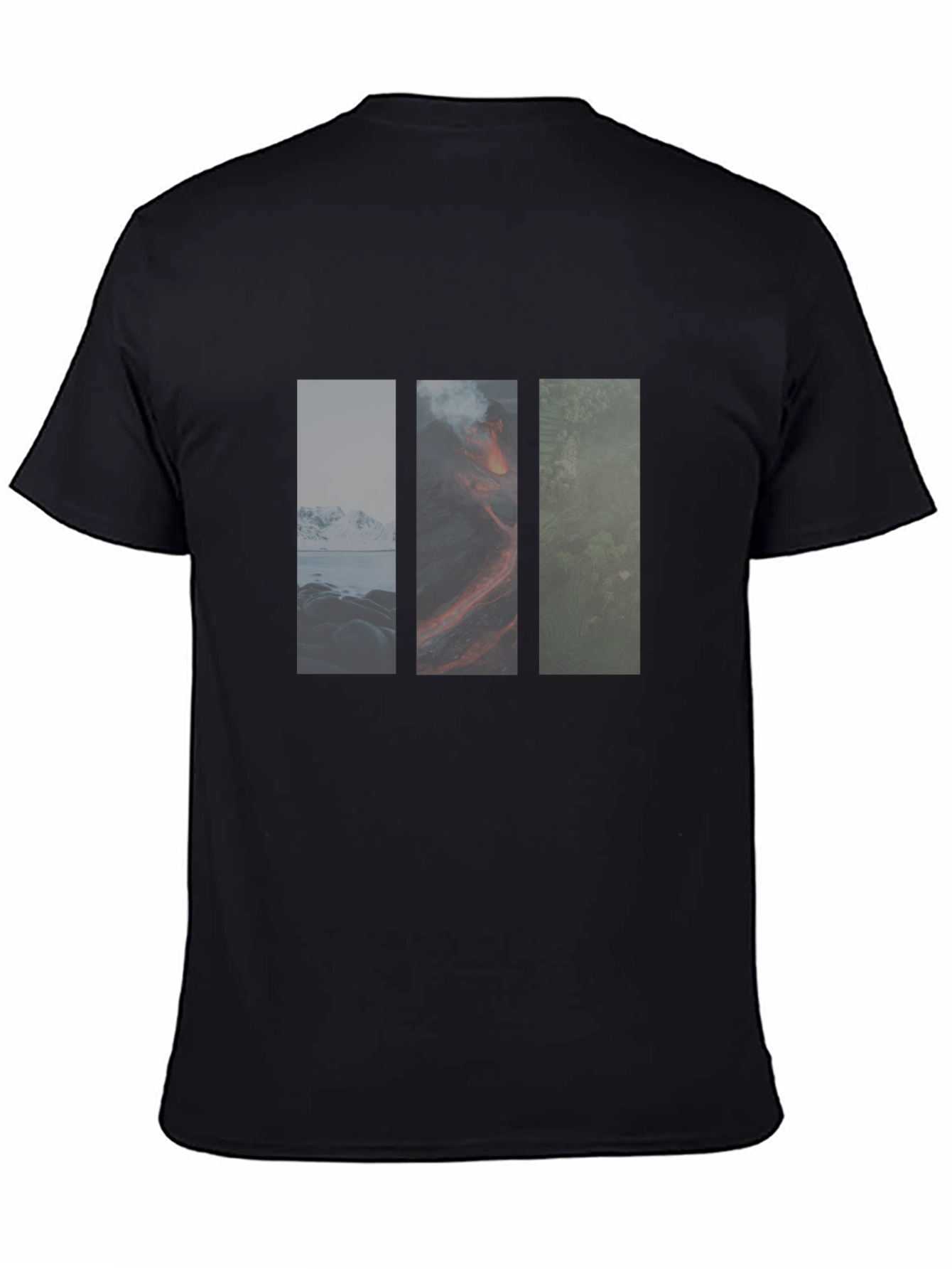 Black Nature Panels Men's Black T-Shirt view 4