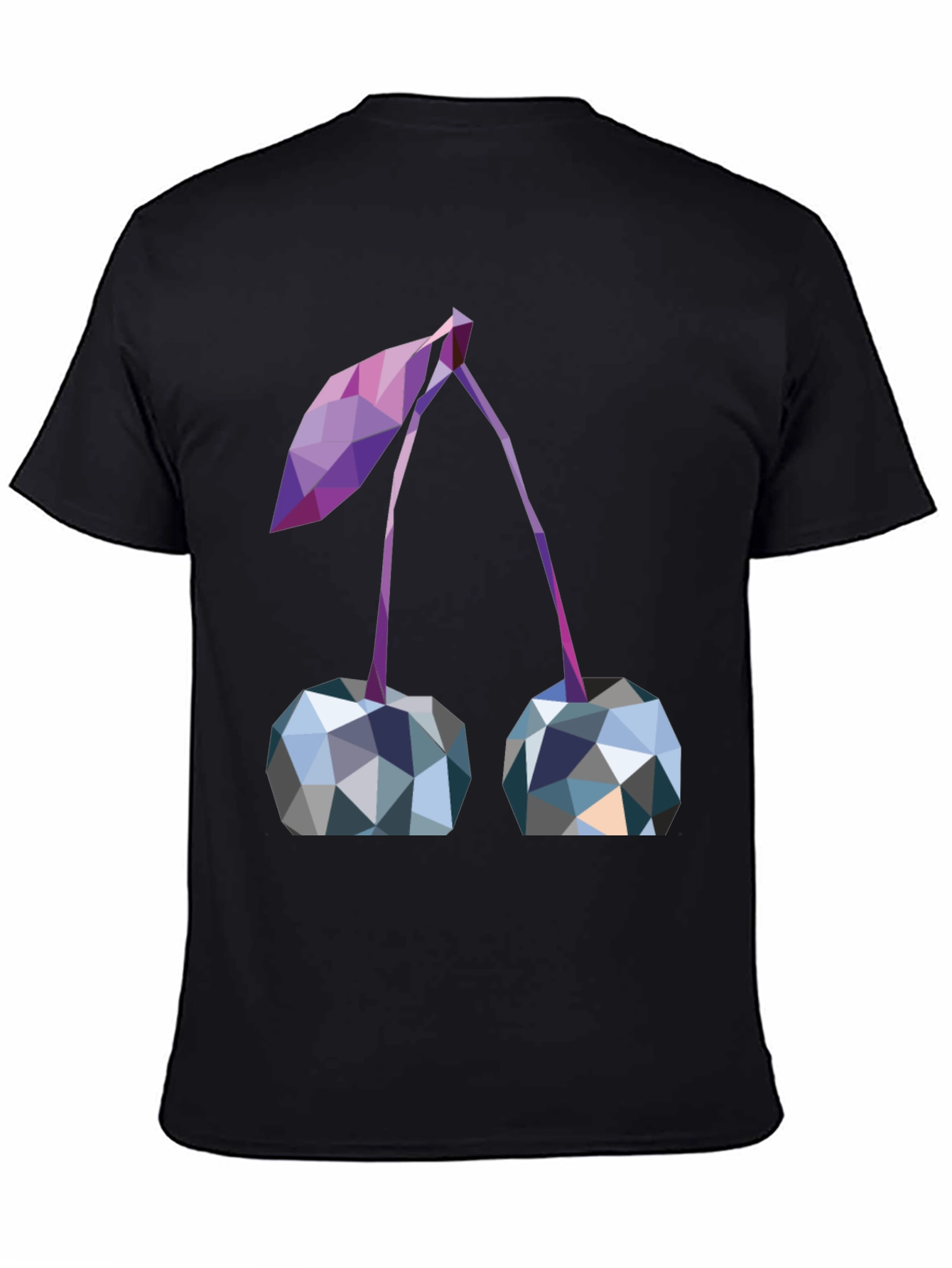 Black Geometric Cherry Print Black T-Shirt view 4
