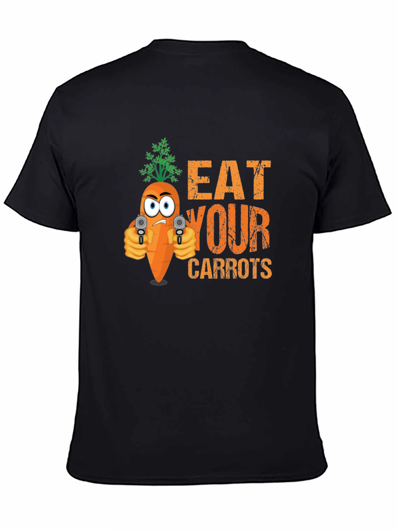 Black Eat Your Carrots Funny Graphic T-Shirt view 4