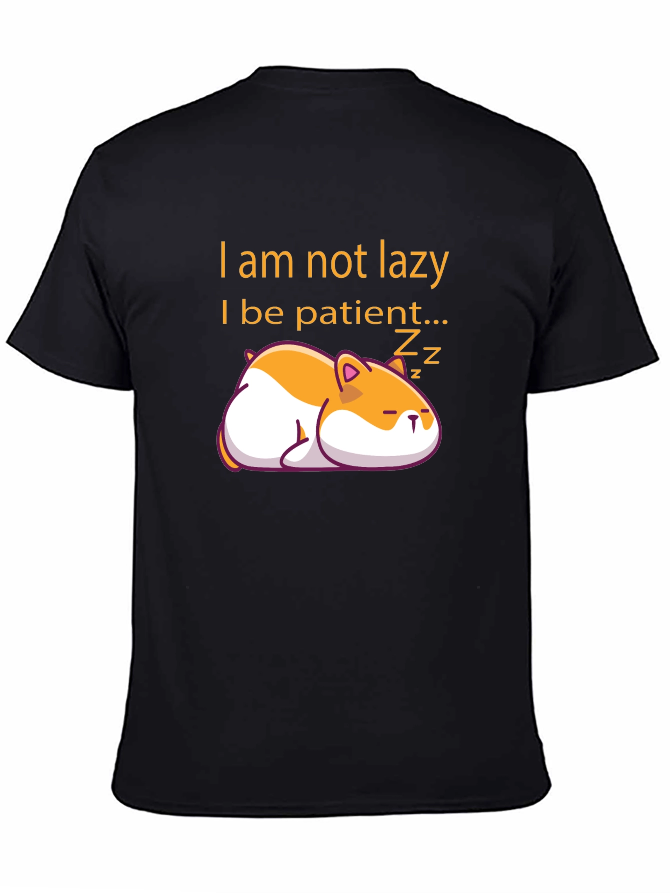 Black Funny Lazy Hamster Graphic T-Shirt view 4