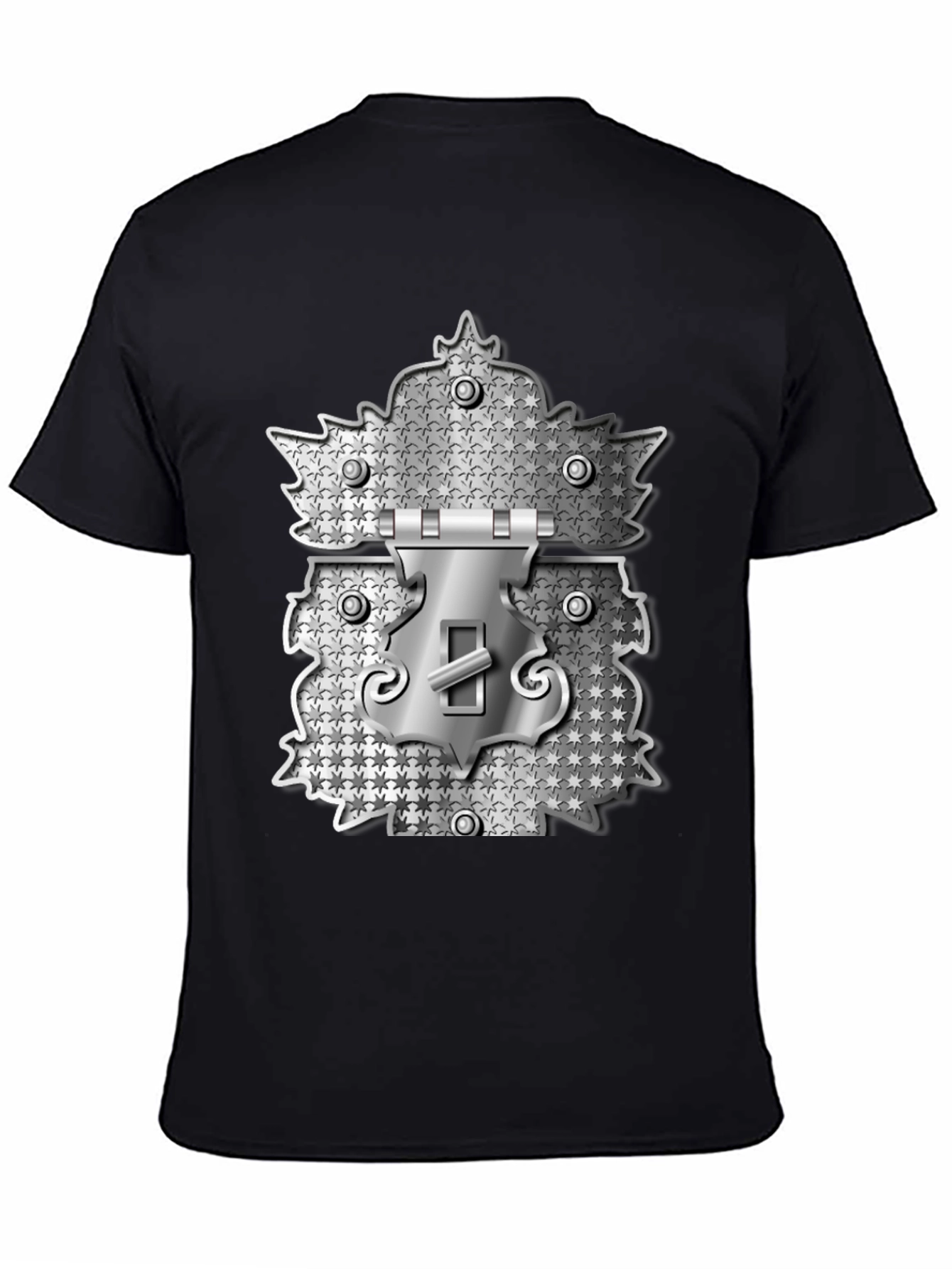 Black Novelty Lock Graphic Print Black T-Shirt view 4