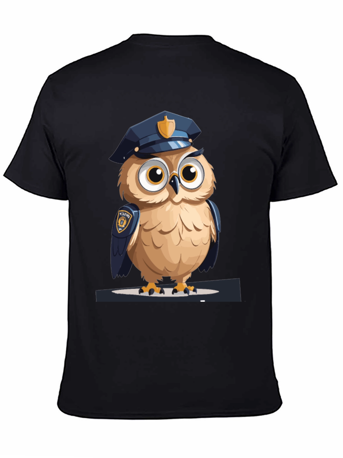 Black Owl Police Graphic Tee - Men's Black T-Shirt view 4