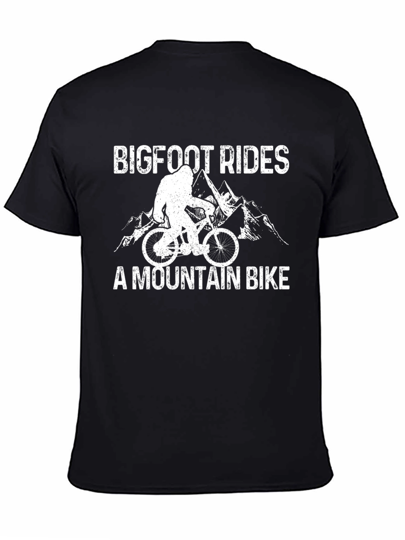 Black Bigfoot Rides A Mountain Bike Graphic T-Shirt view 4