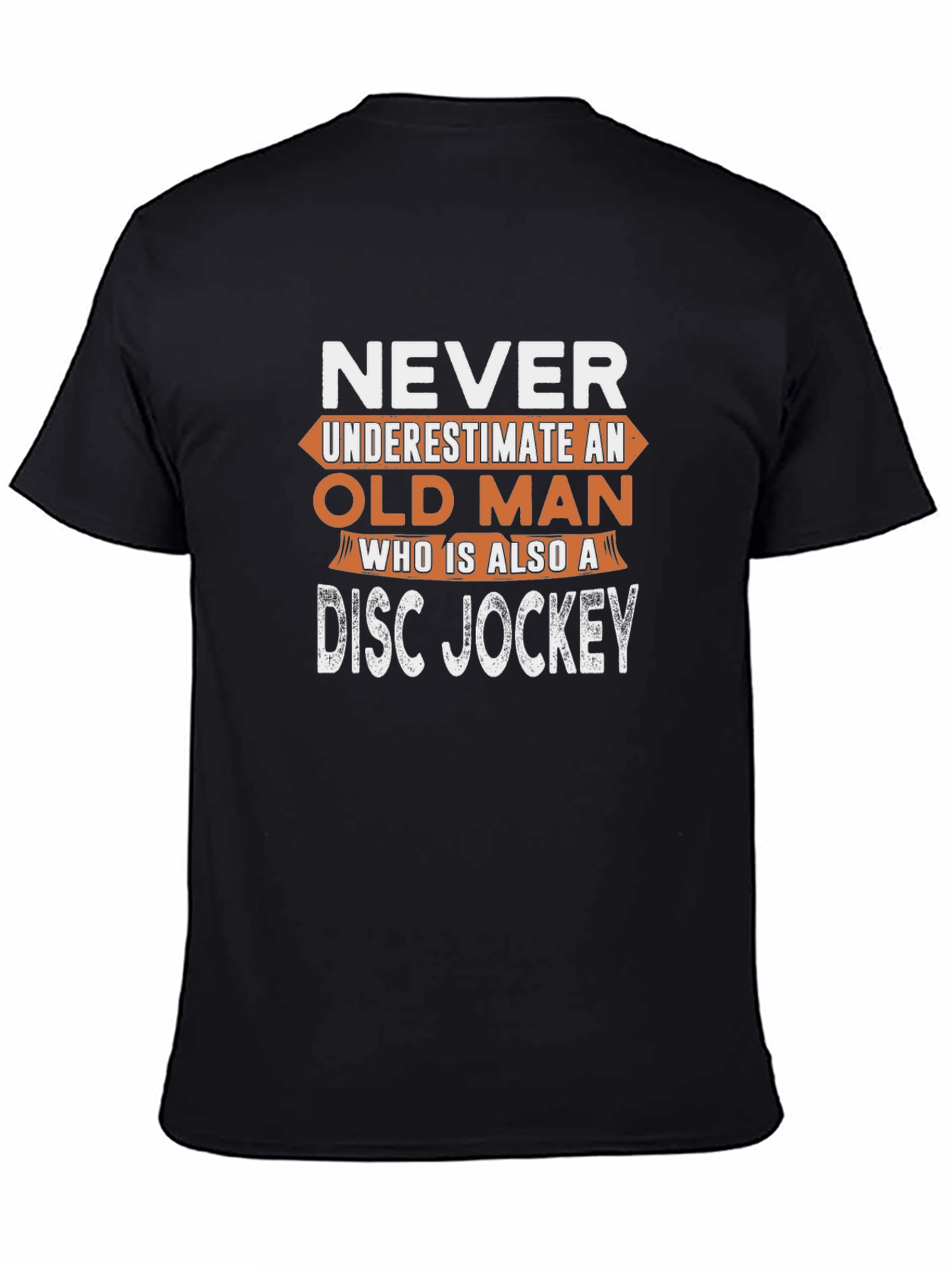 Black Old Man Disc Jockey Black Graphic Tee view 4
