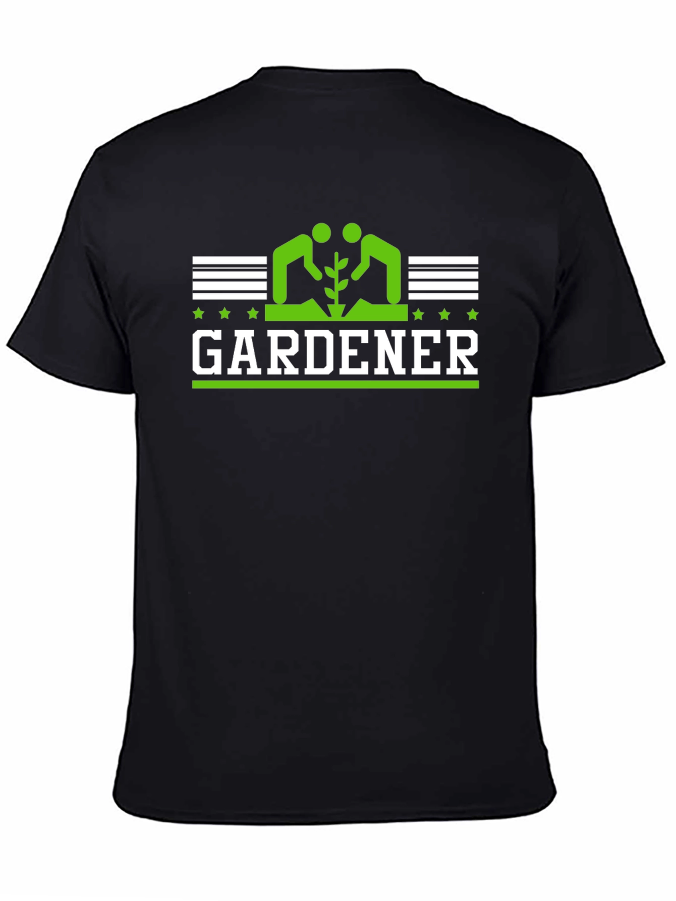 Black Gardener Graphic Tee - Green on Black view 4
