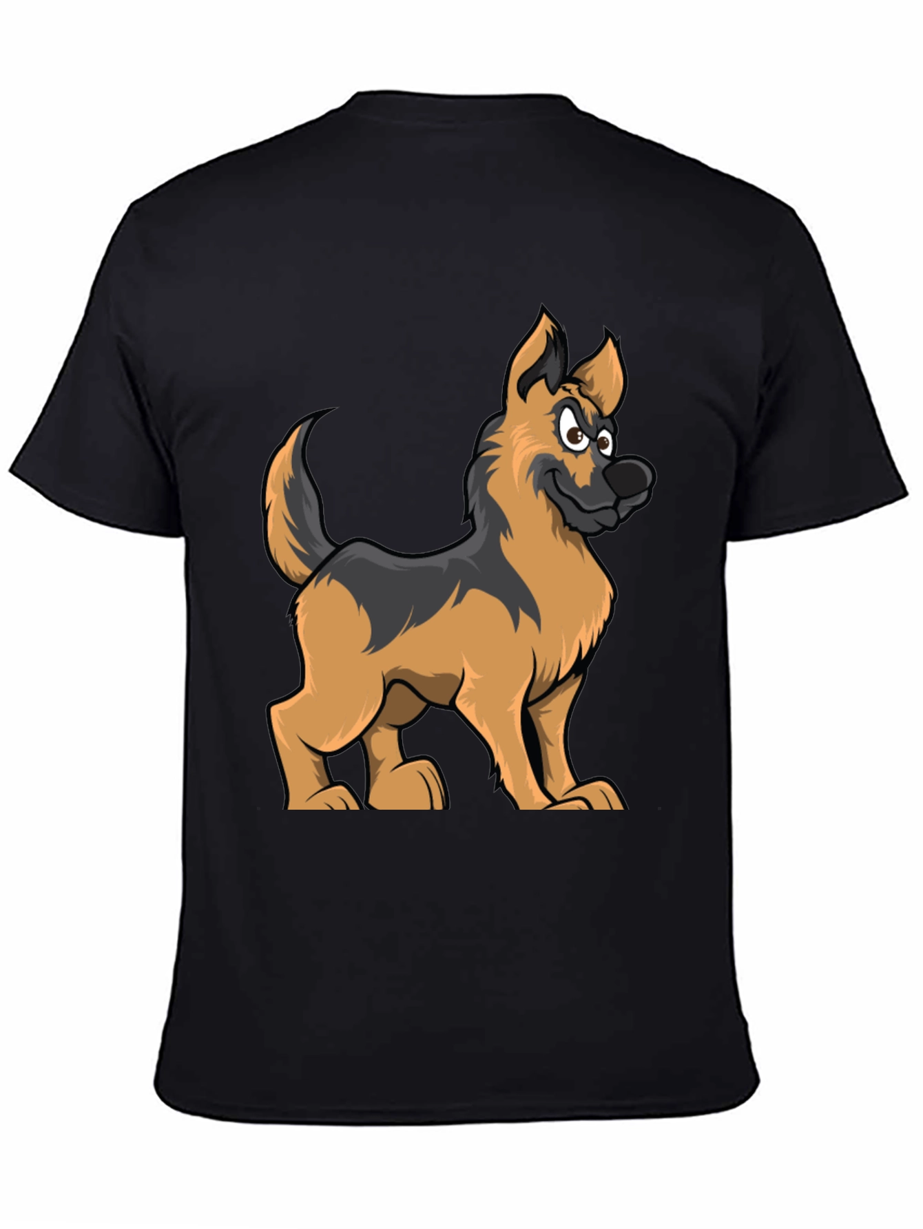 Black Cartoon German Shepherd Graphic Tee view 4