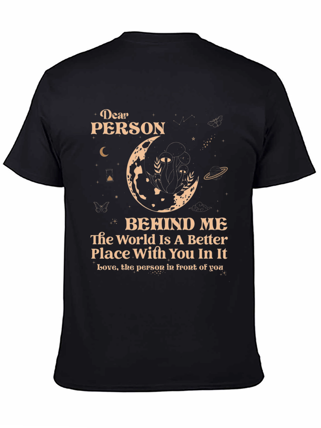 Black Dear Person Behind Me T-Shirt - Unisex view 4