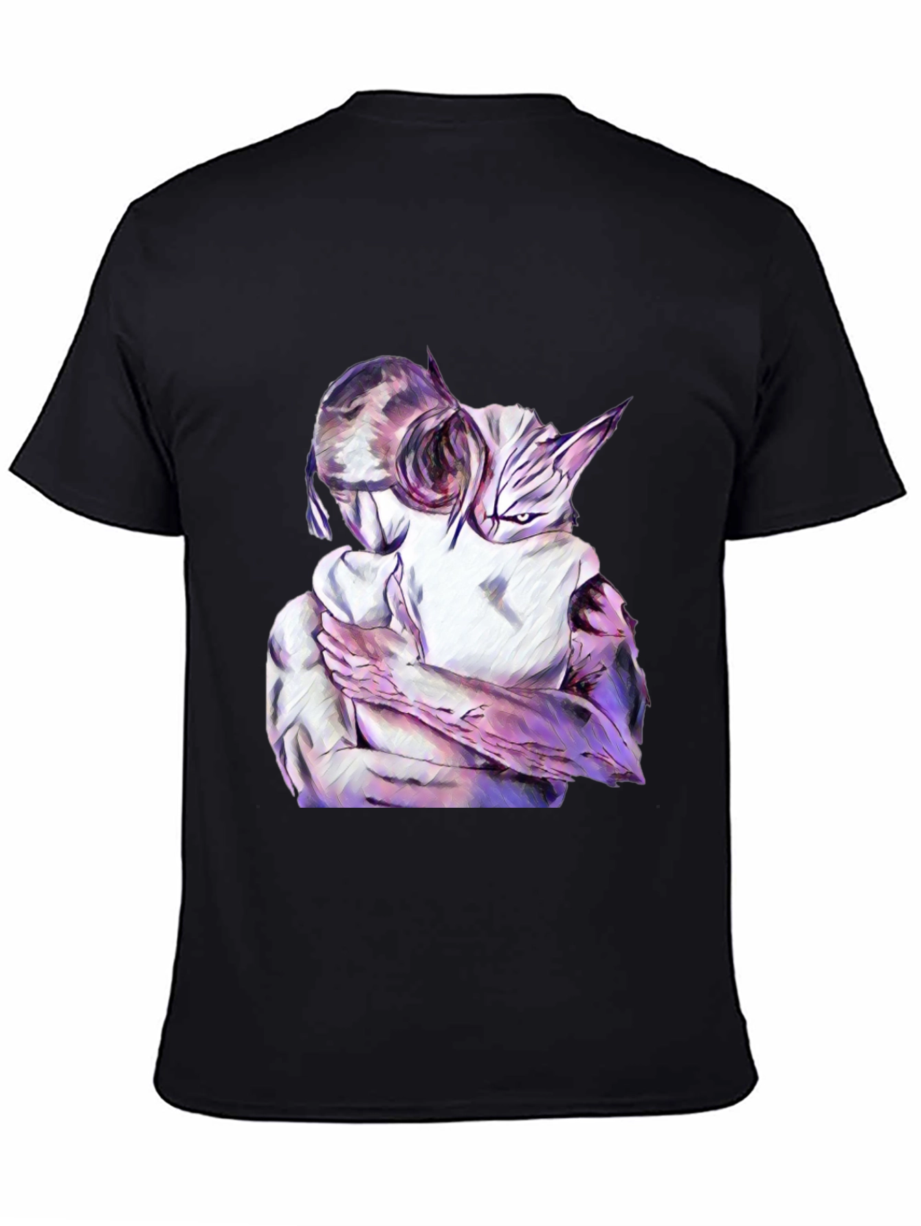 Black Abstract Hug Graphic Black T-Shirt view 4