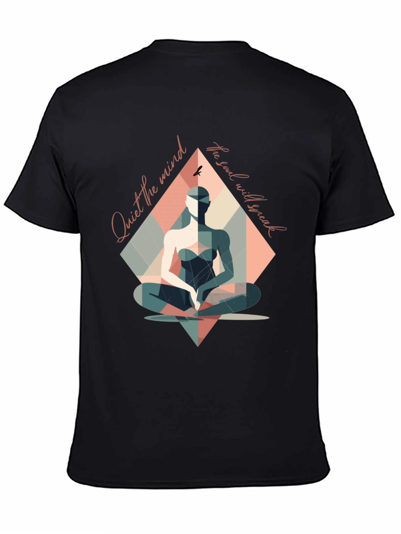 Black Mindful Meditation T-Shirt - Quiet the Mind, Speak the Soul view 4