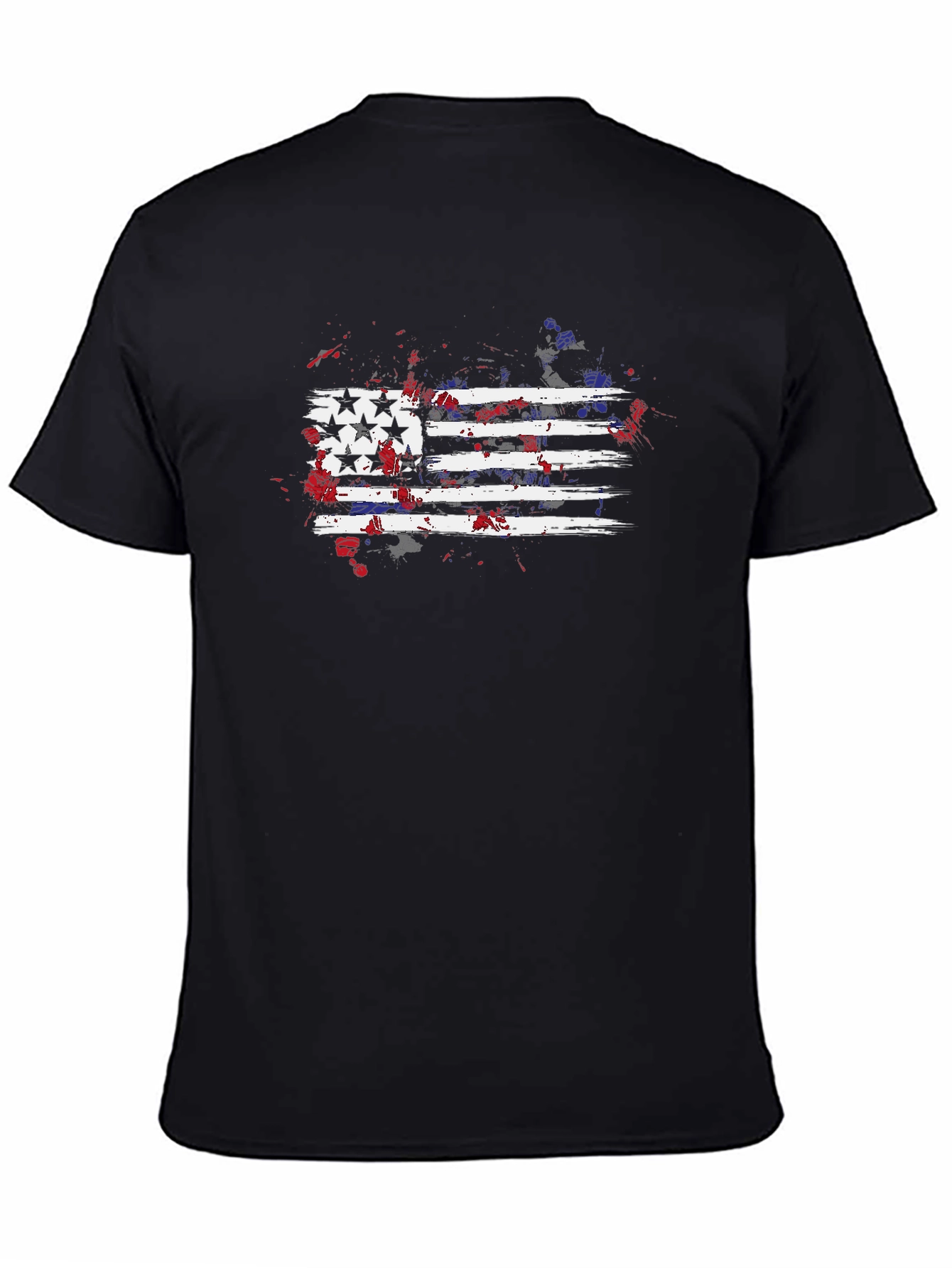 Black USA Flag Graphic Print Men's Black T-Shirt view 4