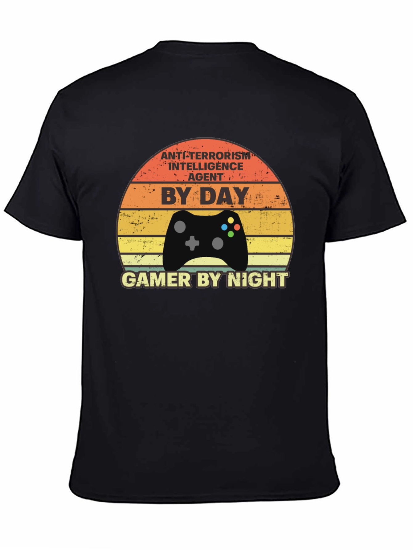Black Anti-Terrorism Agent Gamer T-Shirt view 4