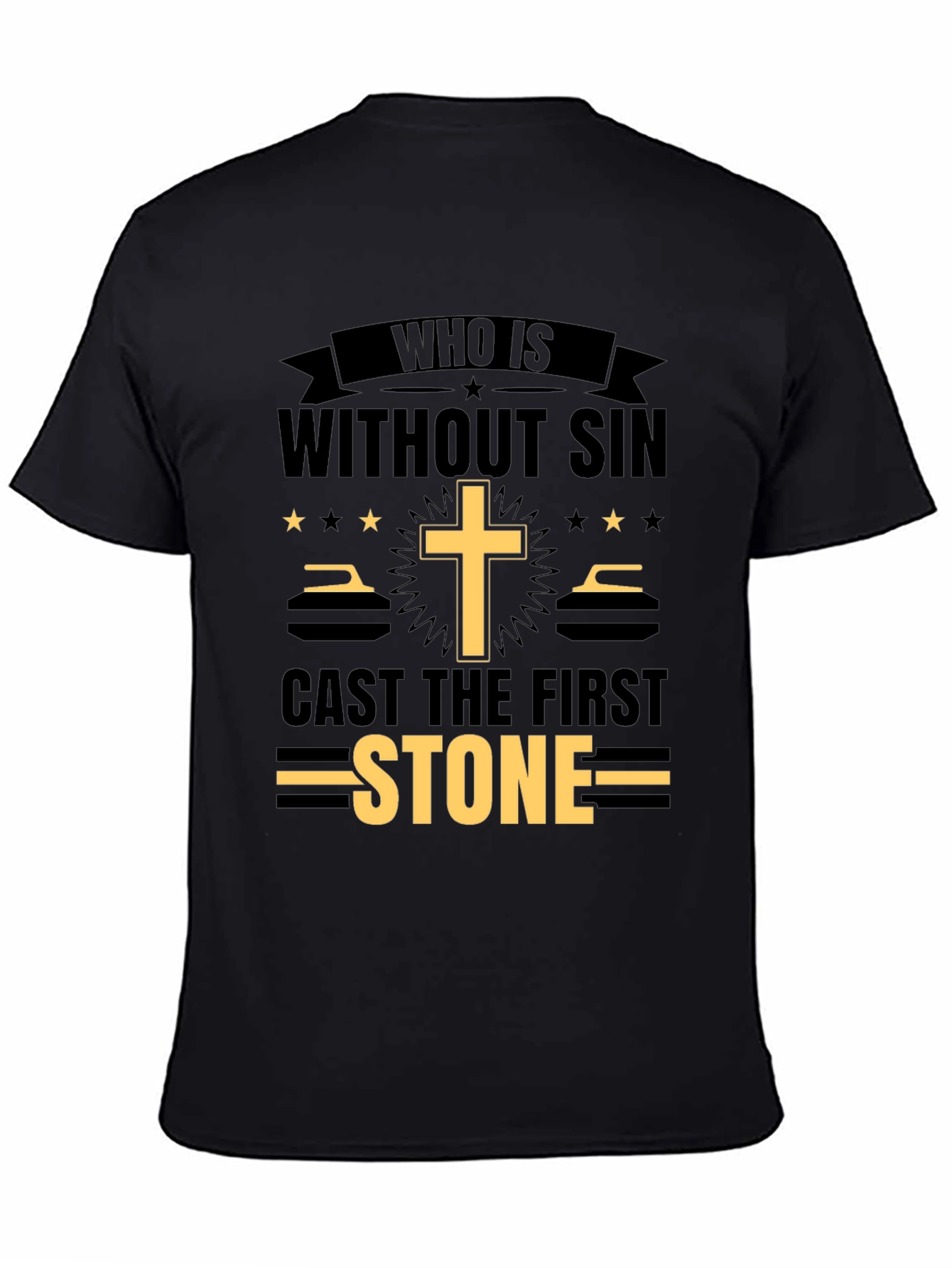Black Who Is Without Sin T-Shirt view 4