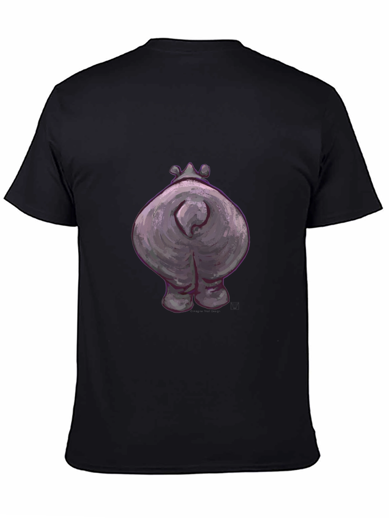 Black Hippo Butt Graphic Tee - Funny Animal T-Shirt view 4