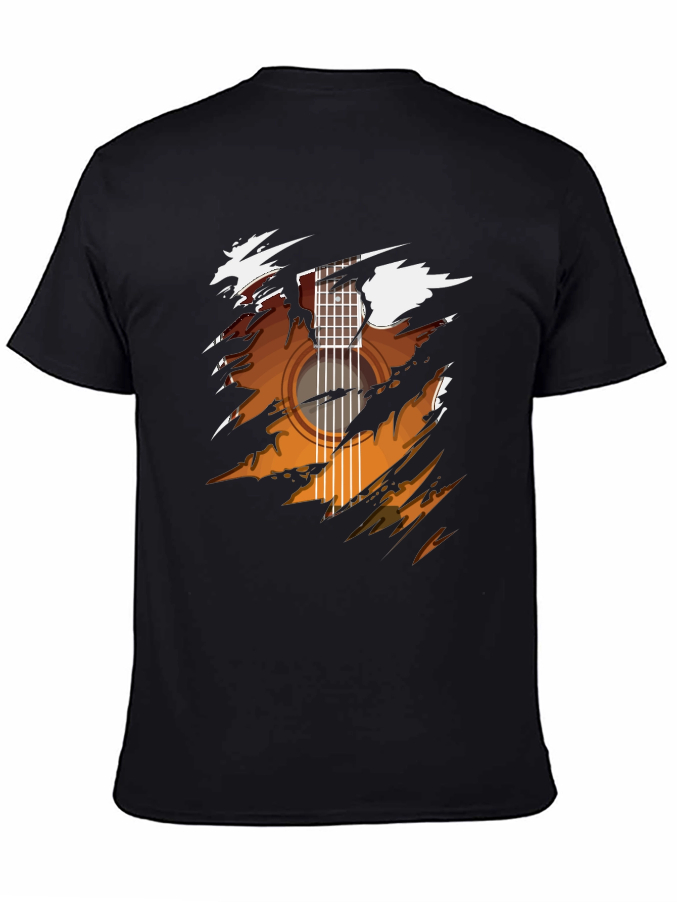 Black Guitar Graphic Black T-Shirt - Music Lover Tee view 4
