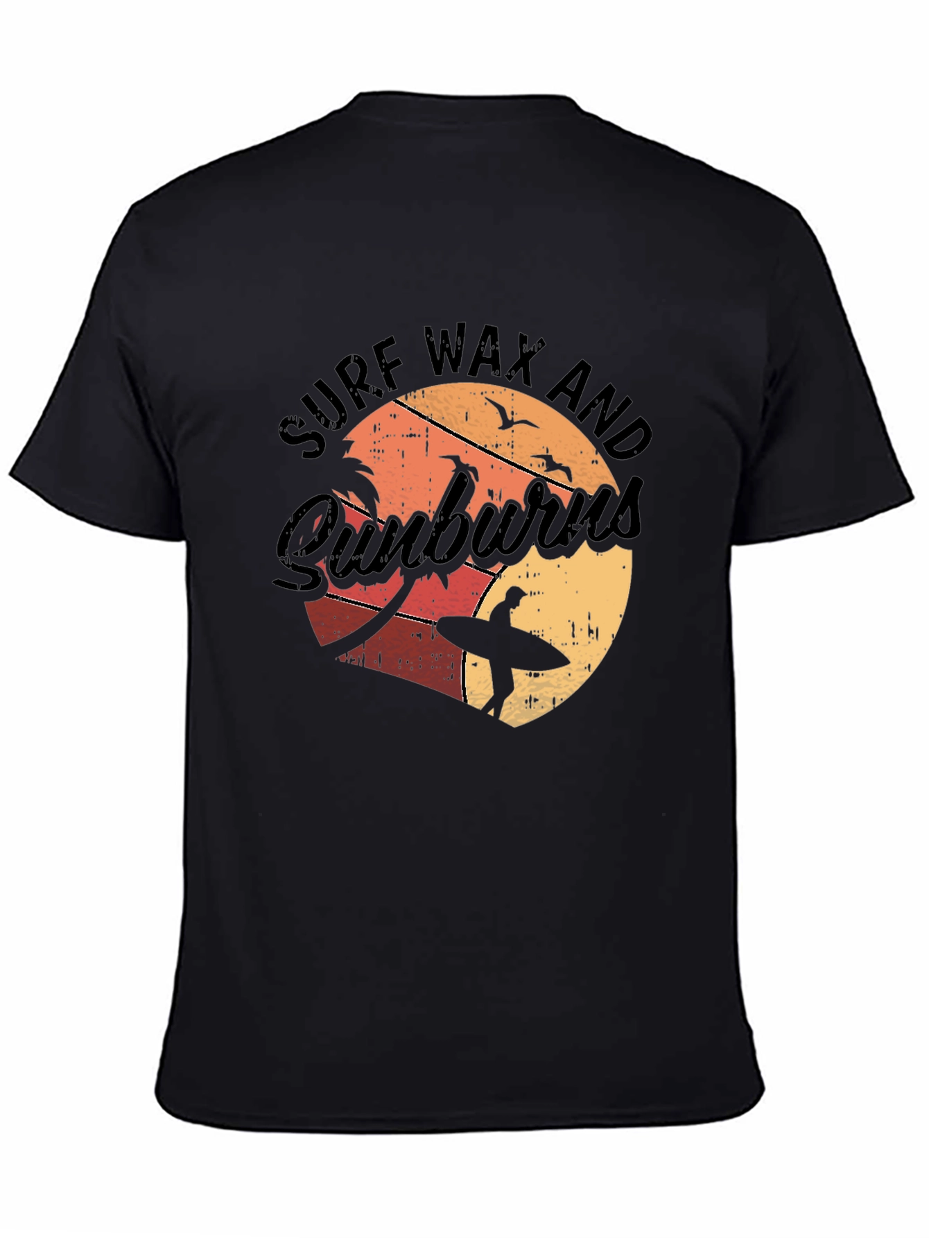 Black Surf Wax and Sunburns T-Shirt - Beach Vibes view 4