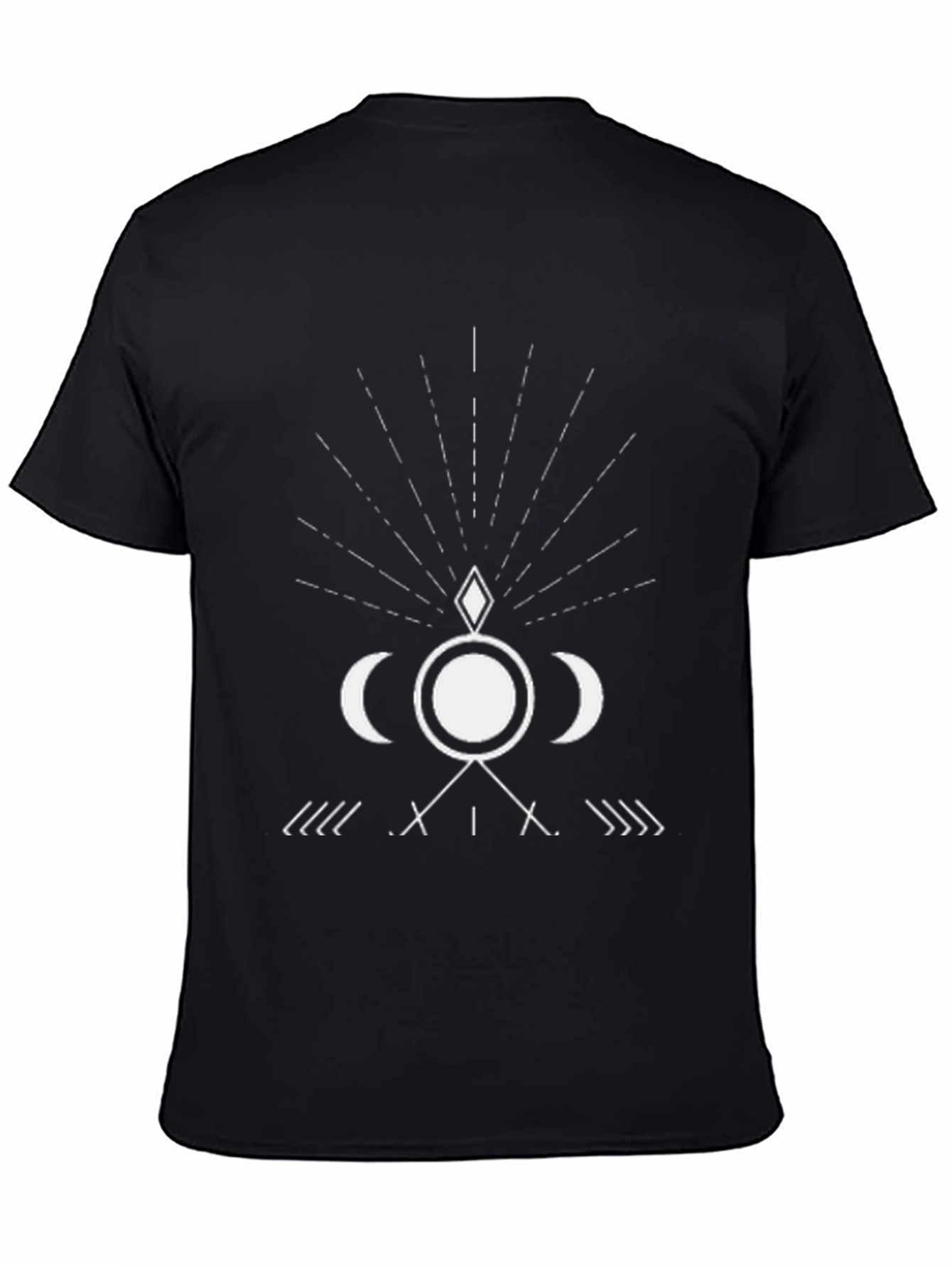 Black Geometric Moon Graphic Tee - Black view 4