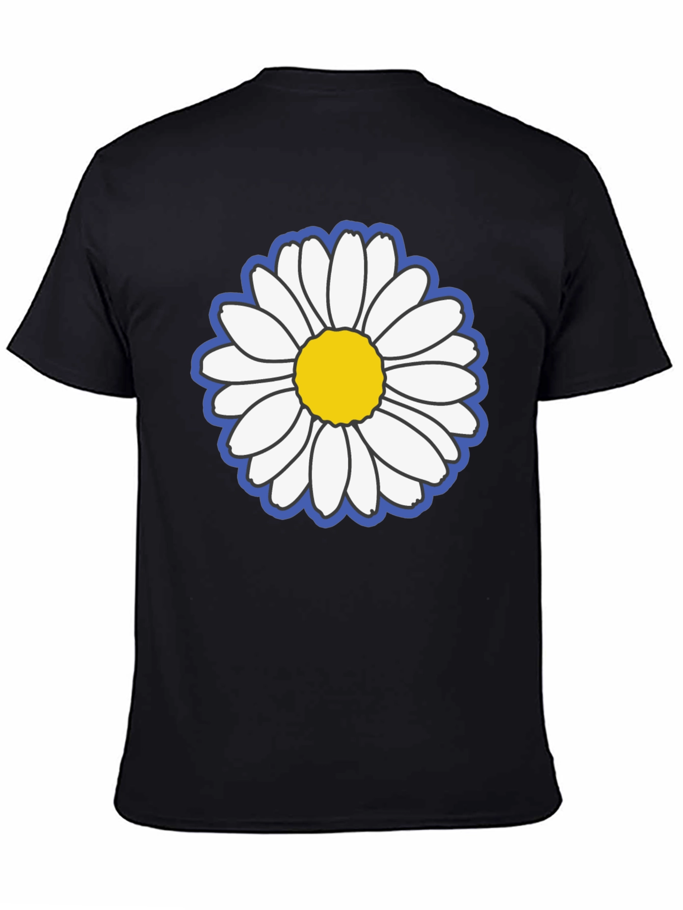 Black Daisy Flower Graphic Black Tee view 4
