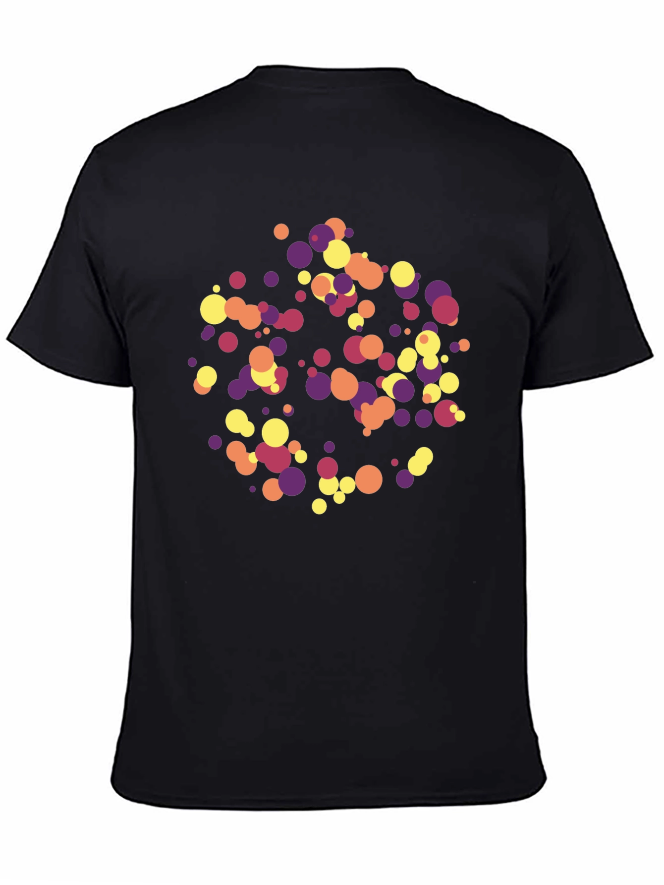 Black Abstract Circle Pattern Black T-Shirt view 4