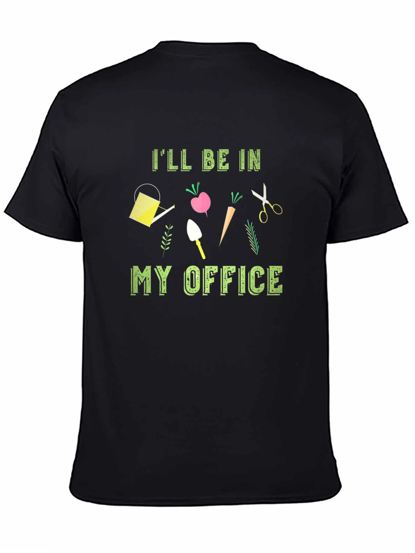 Black Gardening Office T-Shirt - Black Cotton Tee view 4