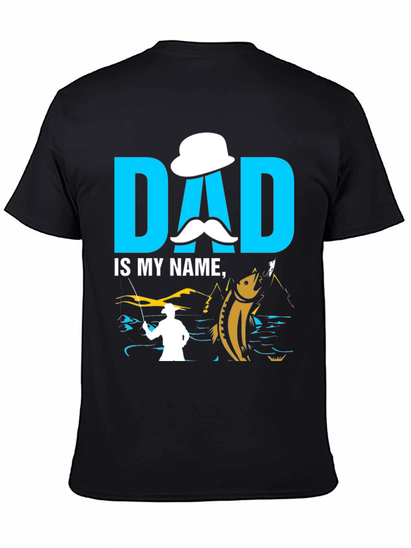 Black Dad is My Name Fishing T-Shirt view 4