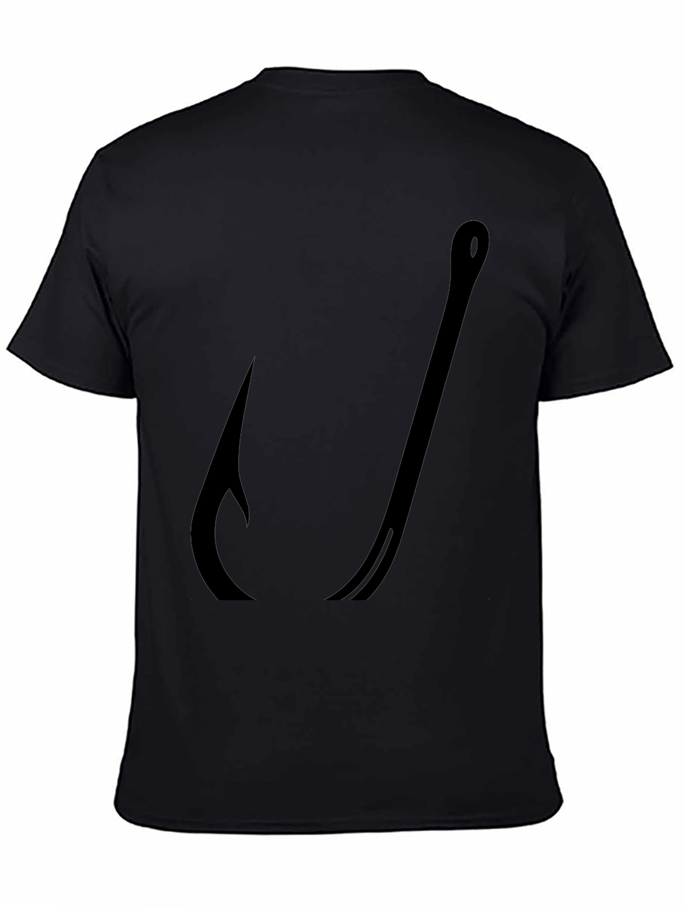 Black Fishing Hook Graphic Tee - Black Cotton T-Shirt view 4