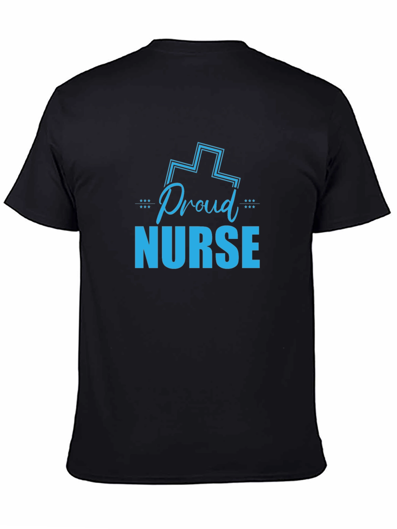Black Proud Nurse Graphic T-Shirt - Black Crew Neck view 4