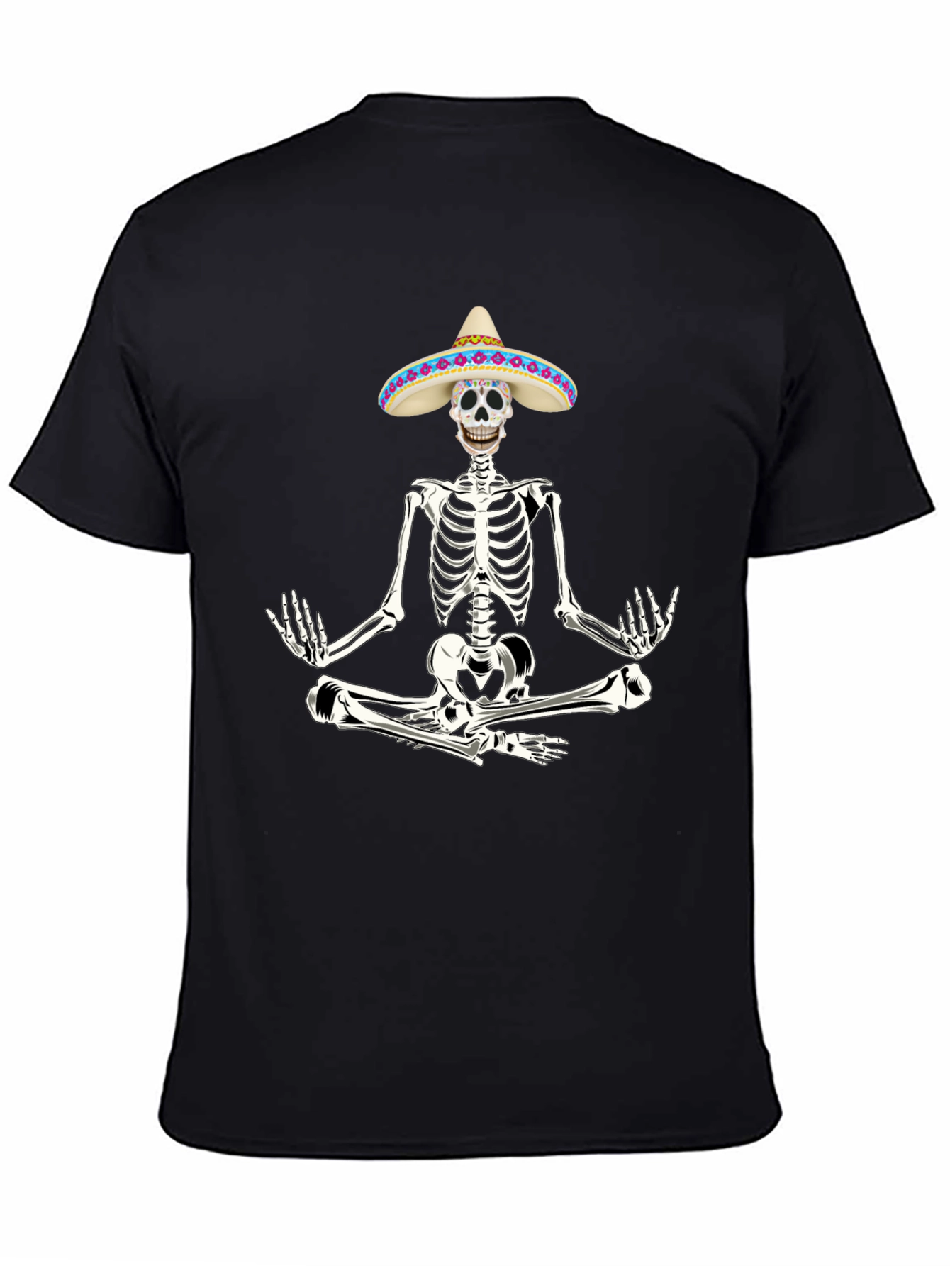 Meditating Skeleton in Sombrero T-Shirt - 4