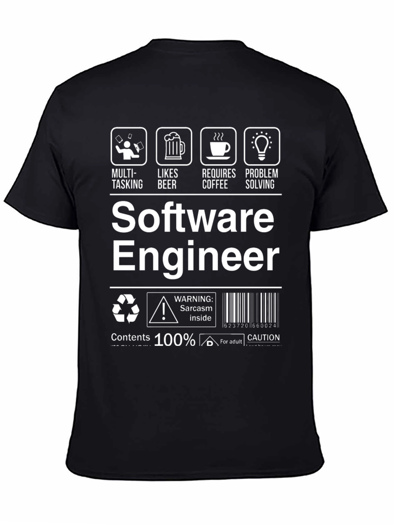 Black Software Engineer Humor T-Shirt view 4