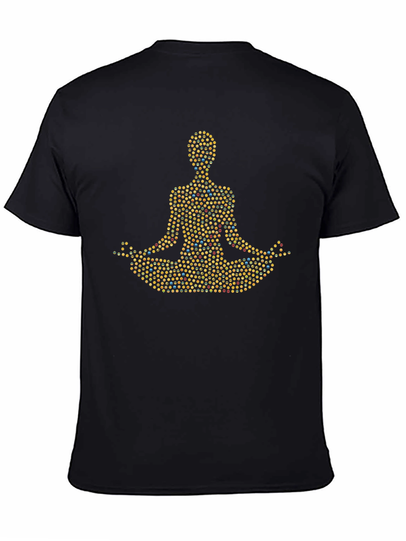Black Emoji Meditation T-Shirt - Casual Black Tee view 4