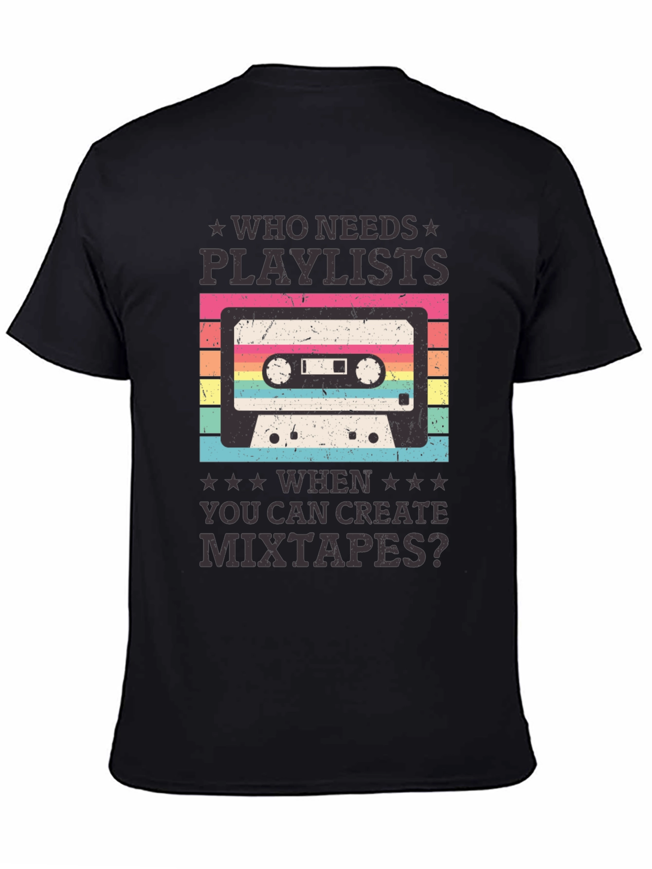 Black Retro Mixtape Graphic Tee - Who Needs Playlists? view 4