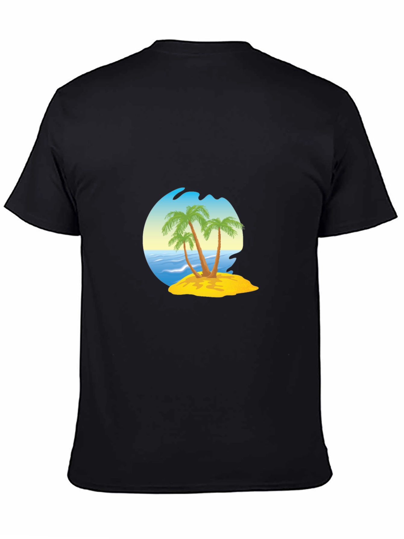 Black Island Palm Tee - Black Cotton Blend T-Shirt view 4