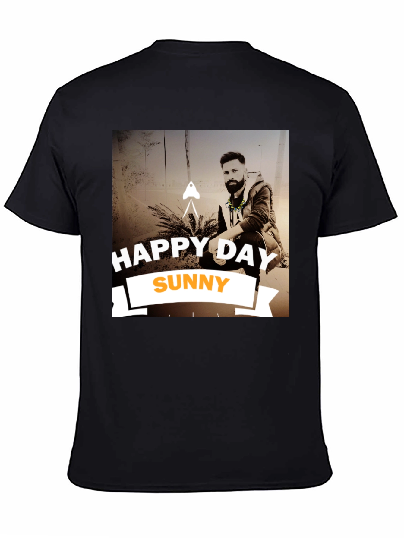Black Happy Day Sunny Black Graphic T-Shirt view 4