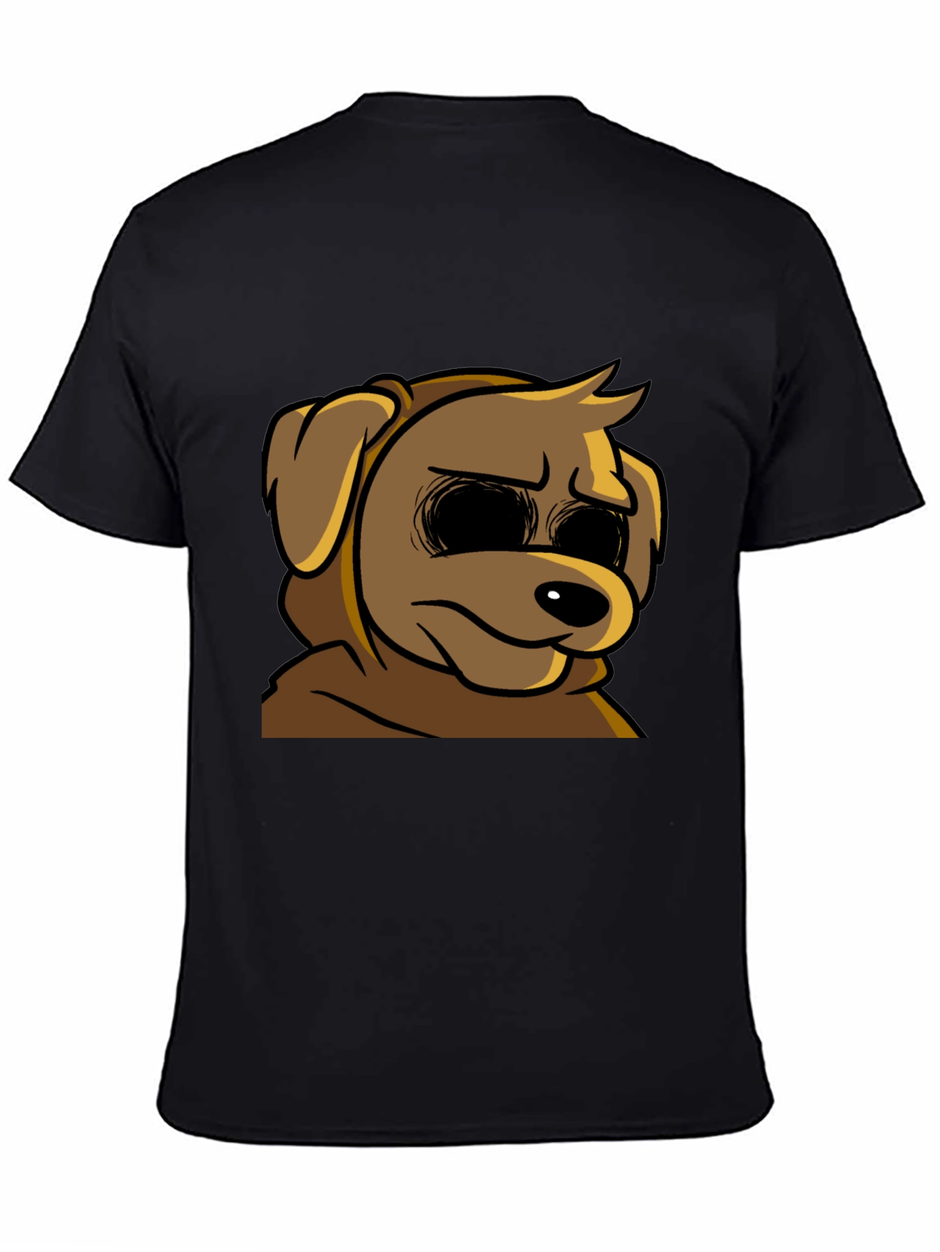 Black Cartoon Dog Graphic T-Shirt - Soft Black Tee view 4