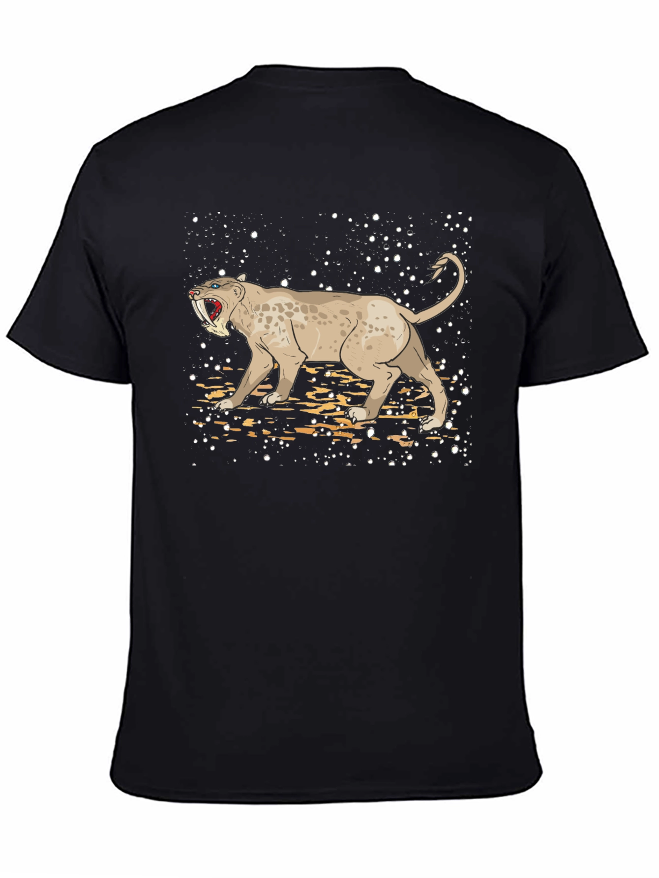 Black Sabertooth Tiger Graphic Tee view 4
