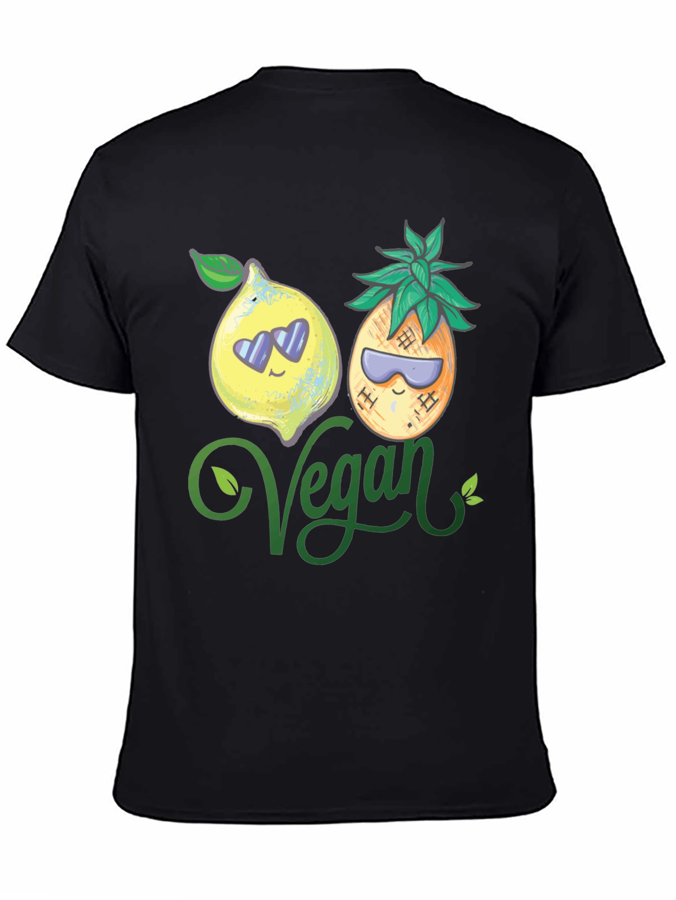 Black Vegan Lemon Pineapple Graphic Tee view 4