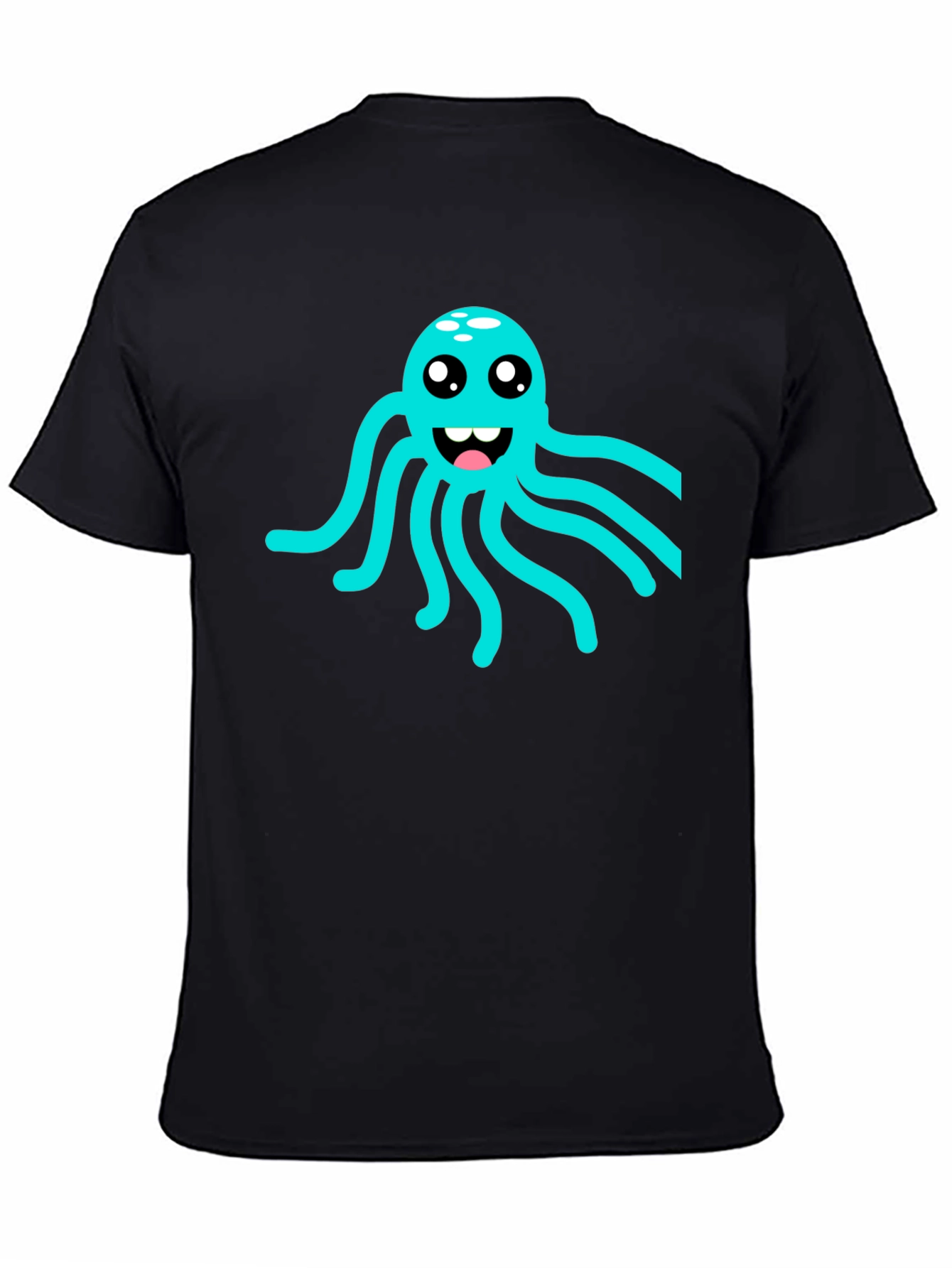 Black Cute Octopus Graphic Tee - Soft Black Cotton T-Shirt view 4