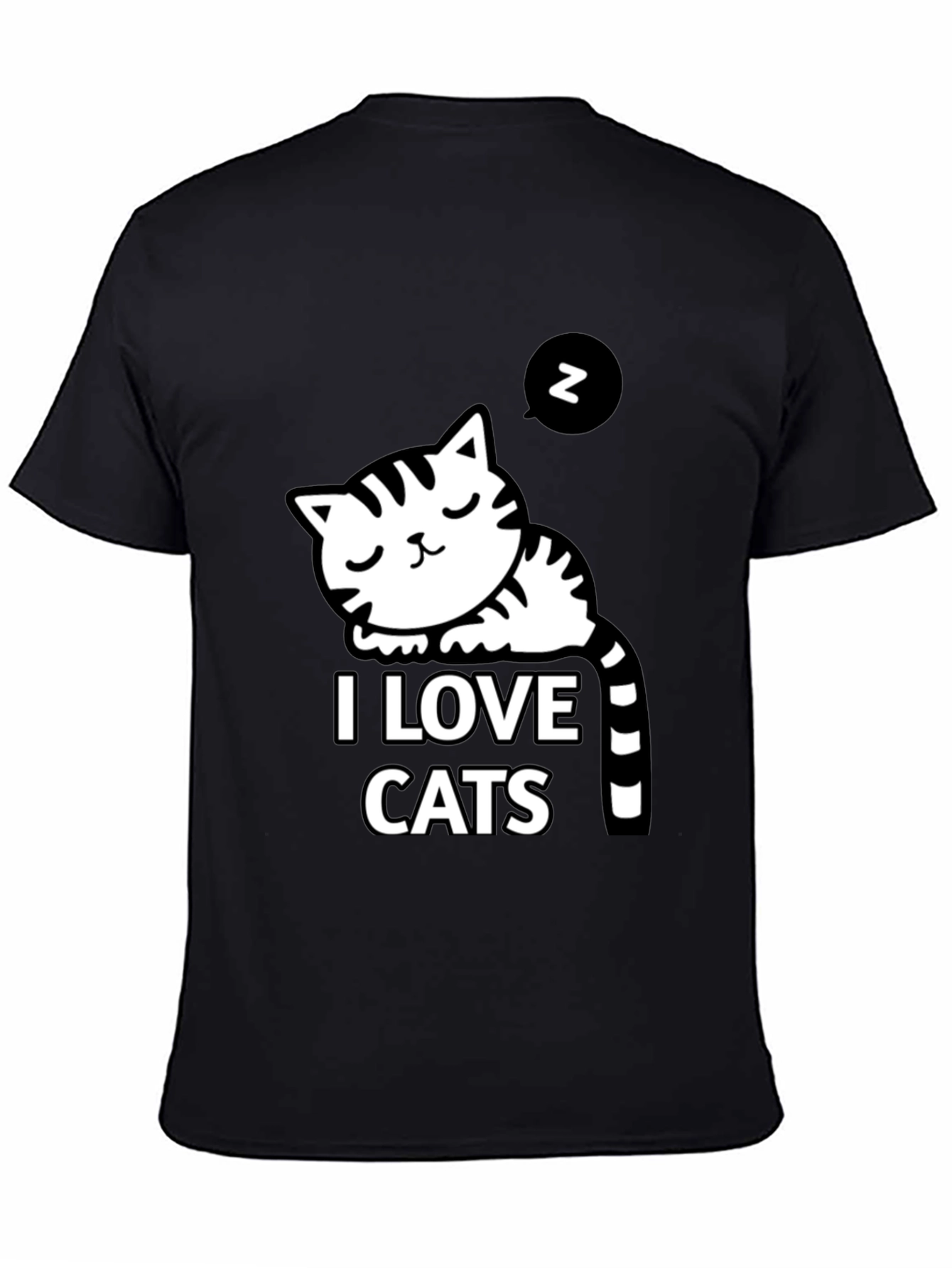 Black I Love Cats Black Graphic T-Shirt view 4