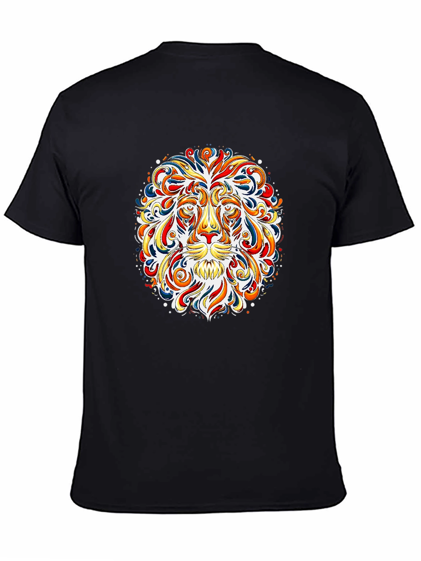 Black Vibrant Lion Graphic Tee - Bold Art T-Shirt view 4