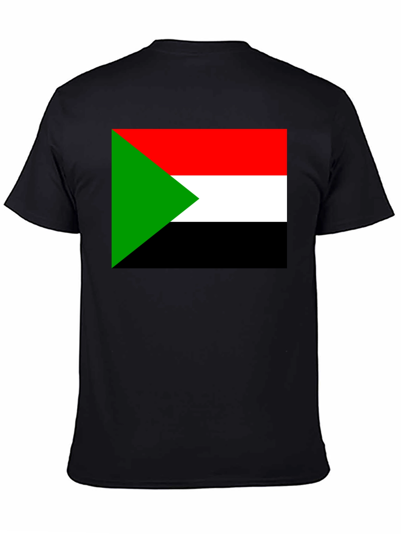 Black Sudan Flag T-Shirt - Black Cotton Tee view 4