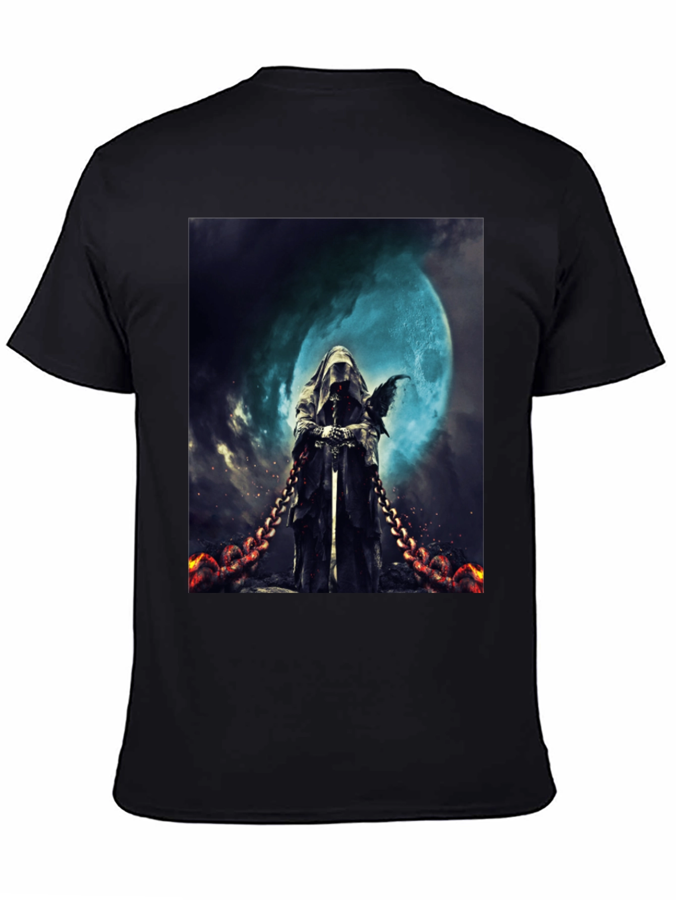 Black Grim Reaper Graphic Tee - Dark Fantasy Style view 4