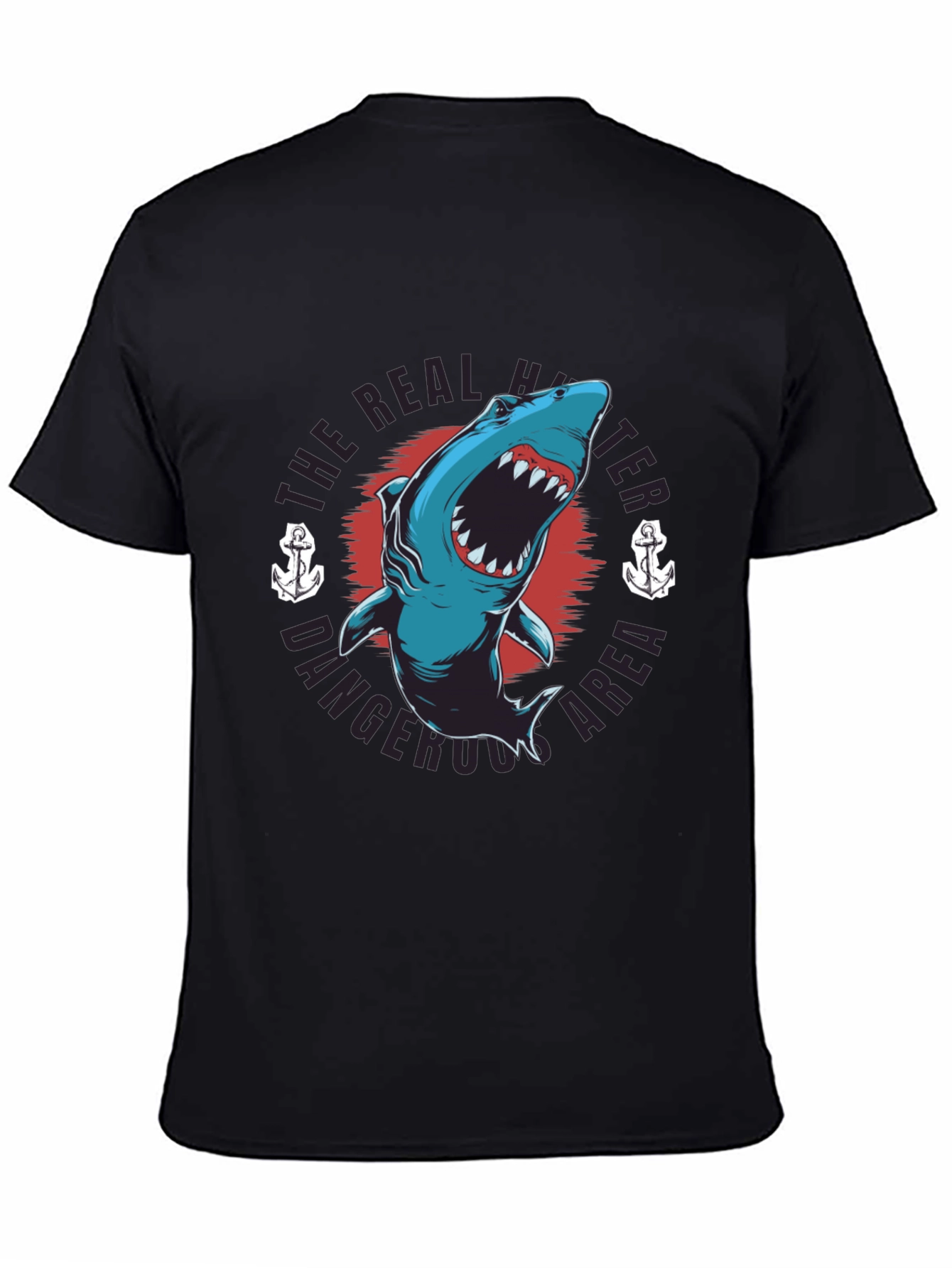 Black Dangerous Shark T-Shirt -  The Real Hunter Graphic Tee view 4