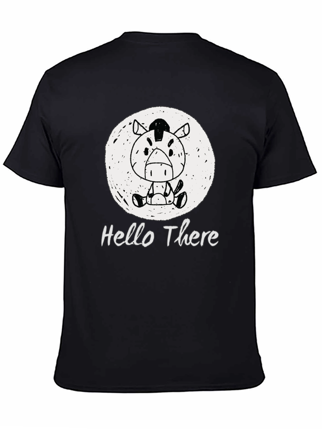 Black Hello There Zebra Graphic Tee - Unisex Black T-Shirt view 4